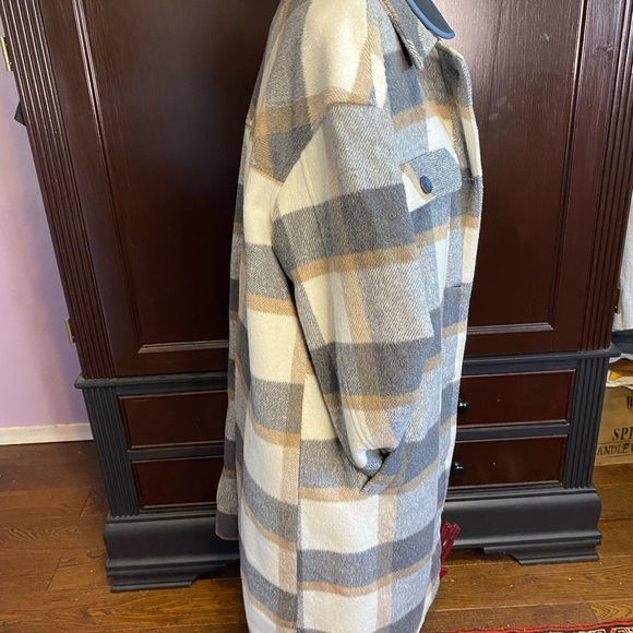 Ladies brown & grey plaid jacket Sz. L - Picture 2 of 14